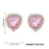 Spring 2024 New Metal Glass Rhinestone Heart Stud Earrings Engagement Party Luxury Jewelry Women's Elegant Shiny Accessories