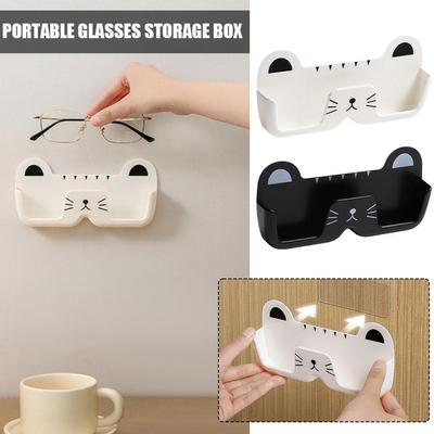 Nette Katze Wand Montiert Gläser Lagerung Rack-Punch-freies Dekoration, Sonnenbrille und Halter, sonnenbrille Organizer Kleiderschrank F4U9