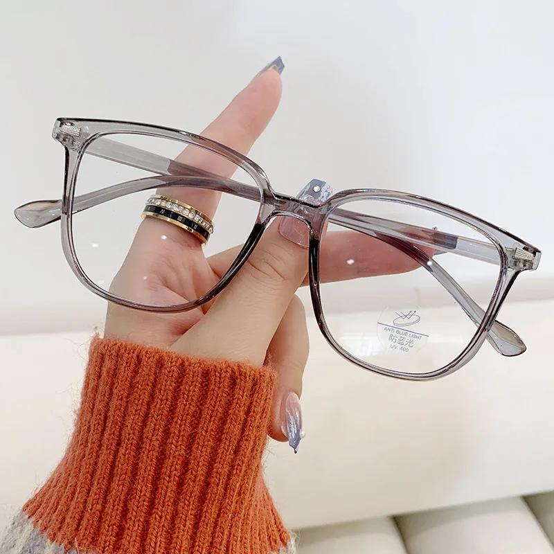 Luxury Design Anti-Blue Prescription Eyeglasses Women'S Large Square Myopia Glasses Unisex Classic Vintage Diopter Eyewear