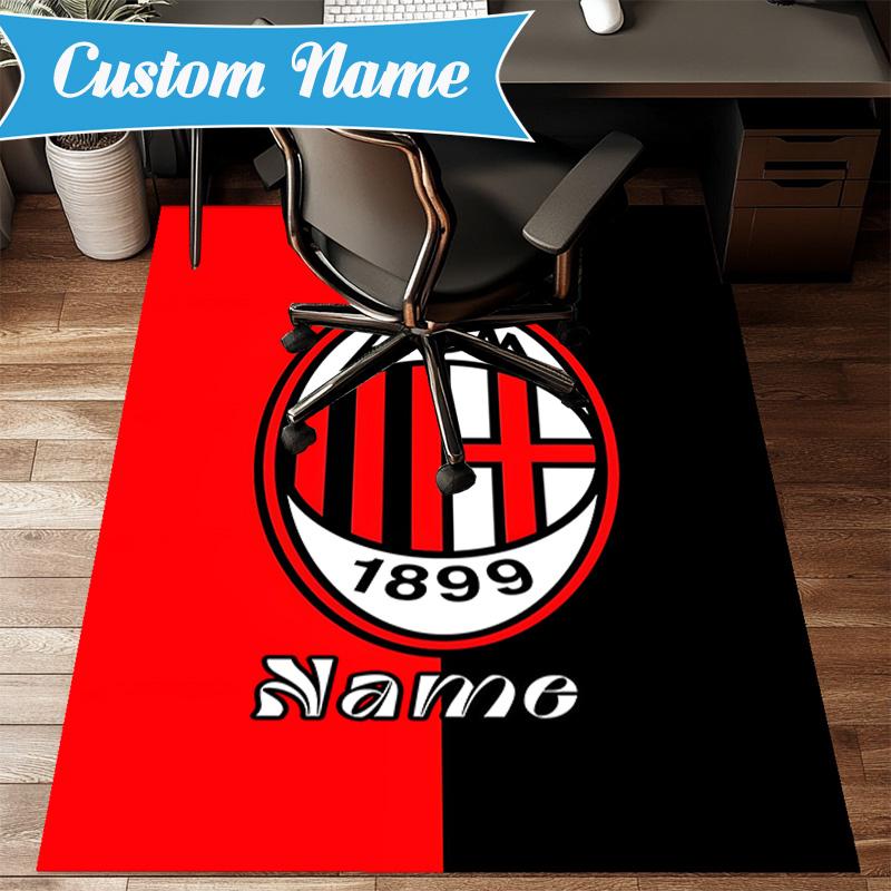 Custom Name Milan Team Crest Rug Game Carpet, Floor Mat for Bedroom Living Room Entryway Rug, Home Decor Idea Gift for Christmas Birthday