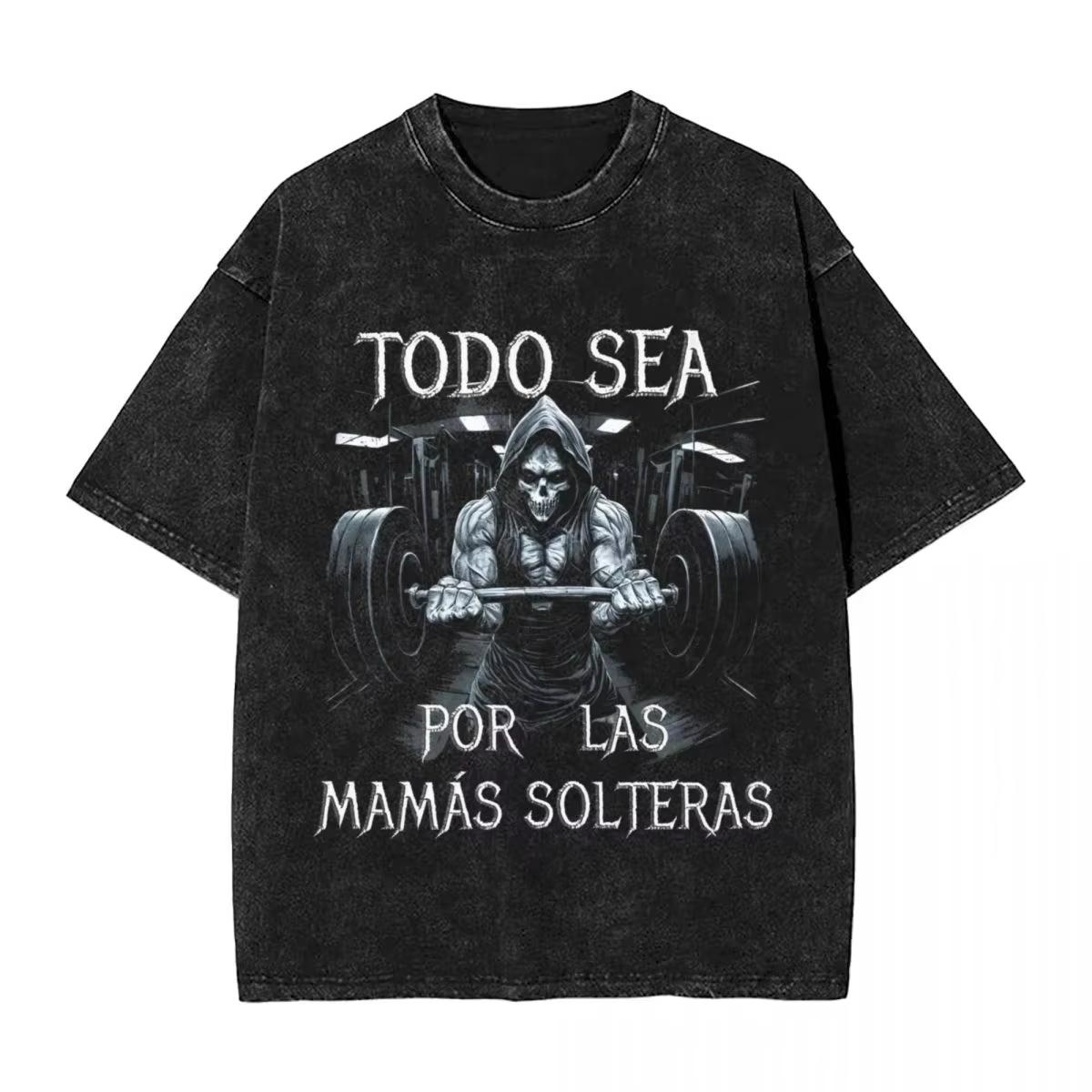 

Gym Skull Print Washed T-Shirt Fashion Cool To-Do Sea Por Las Senoras Summer T-Shirt Aesthetics Simple Casual Gothic Top 3XL