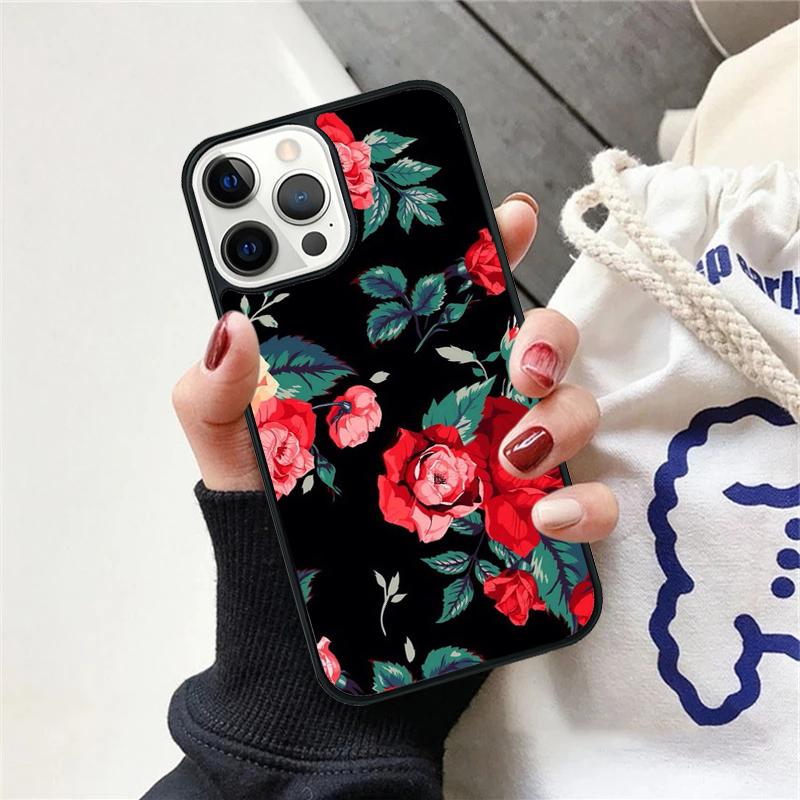 Red Roses Floral Phone Case For iPhone 17 Air 15 16 Cover  11 13 14 Pro Max 12 Plus Max Fundas