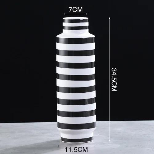 Classic Black and White Striped Ceramic Vase TV Cabinet Porch Furnishings Crafts Countertop Hydroponic Vase Home Decoration Gift