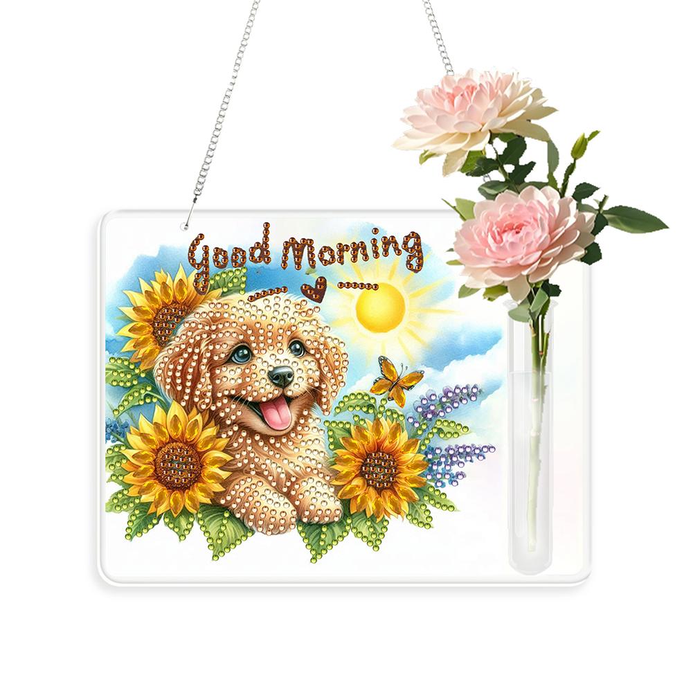 2D/Flache Acryl Wanddeko Vase Diamant Malerei Set Diamant Malerei Hängeornament Fensterhängekunst für Heimdeko