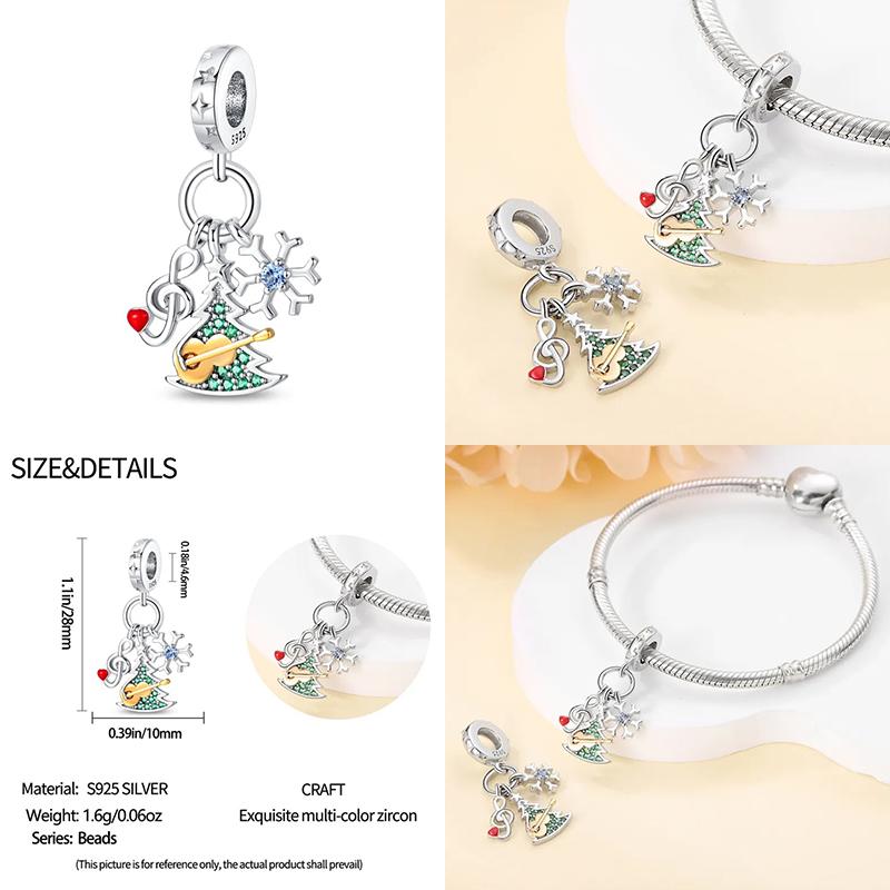 New In Christmas Series Charm Beads Fits Pandach Original Bracelet For Women Copper Pendant Bead Jewelry Festival Gift