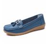 Spring Mother Shoes Single Shoes Hair Women Flat Bottom Women Doudou Flat Heel Leather Shoes Large Size Women'S Shoes