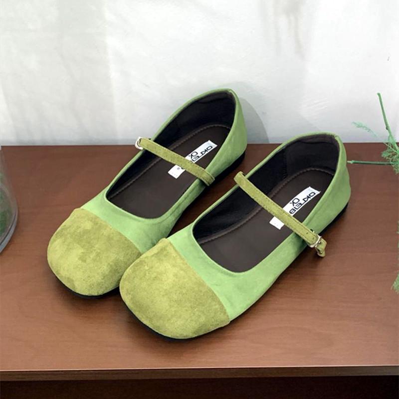 Fashion Cute Mixed Color Satin Velvet Ballet Flats Women Fashion Round Toe Narrow Buckle Mary Jane Shoes for Women Comfort Casual Shoes