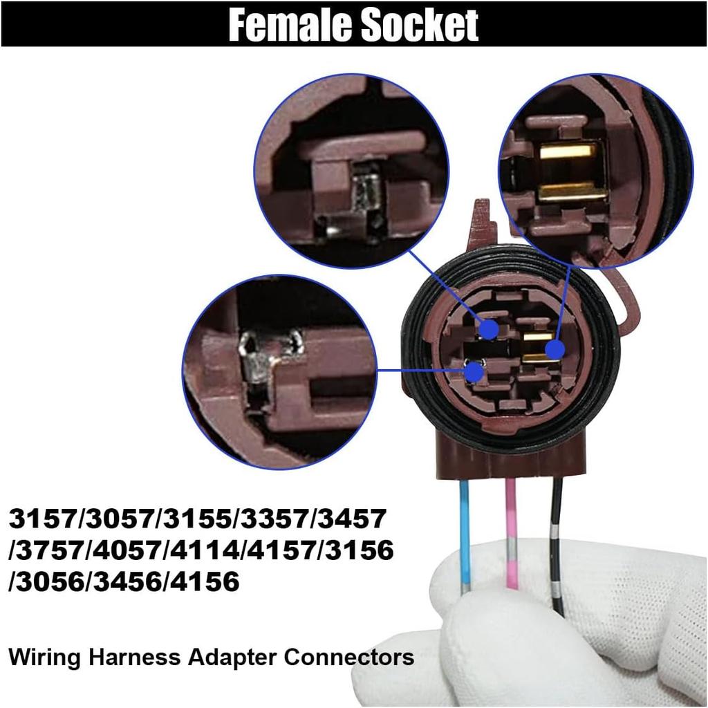 2PCS 3156 3157 Pre-Wired Harness Sockets, Car LED Bulbs Socket Adapters, Bulb Pigtail Socket Plug Connectors for Turn Signal Bulb Brake/Tail Light
