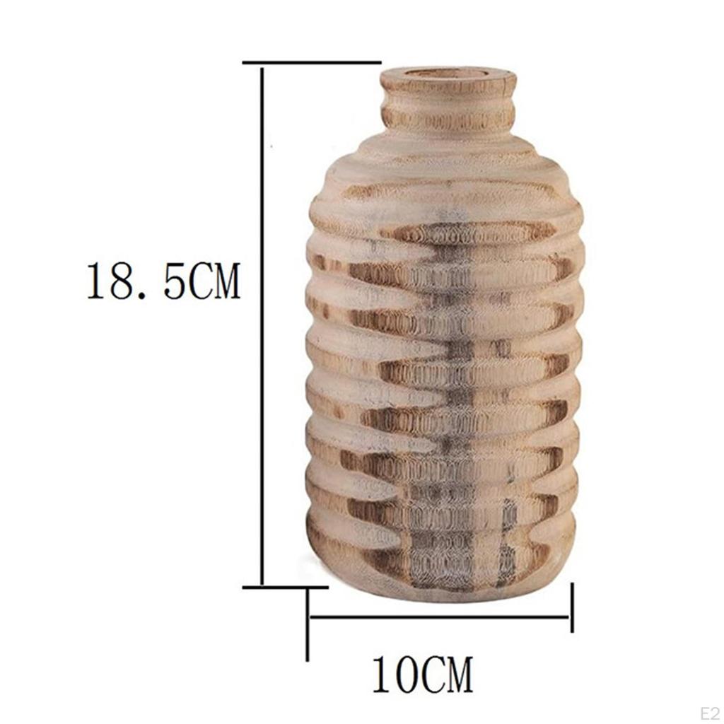 Farmhouse Wood Vase Flower Holder Centerpieces Decoration Dried Decorative for