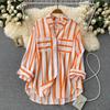 2024 Korean Style Mid-Length Striped Multi-Color Women's Casual Loose Shirt Jacket