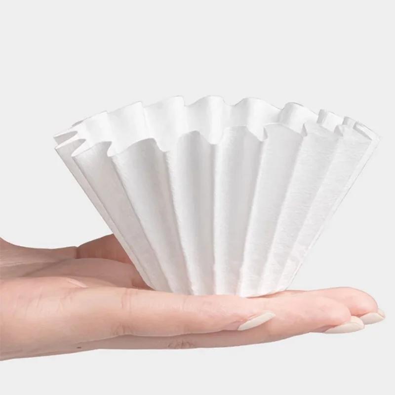 50/100PCS Basket Coffee Paper Filter Pour Over Filter Papers Machine 155*45mm , Fits B75 Coffee Dripper &1-2 Cups Basket Dripper