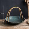 Creative Ceramic Dish Portable Basket Hotel Special Dish Restaurant Ceramic Dish Table Decoration Round Tray Creative Tableware