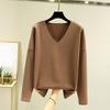 Ladies' Loose Comfortable Casual Fashionable And Large Size Warm Underwear With Seamless  V-Neck And Thick Velvet Long Sleeves Top