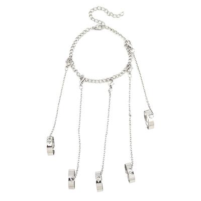 Punk Geometric Chain Wrist Bracelet For Women Men Ring Charm Set Couple Jewelry