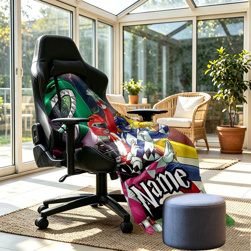 Individuell bedruckte Decken mit Namen, Mighty Morphin Power Rangers Motiv, Heimdekoration, Schlafzimmer, Sofa, Camping, Couch, Geschenke für Geburtstag Weihnachten