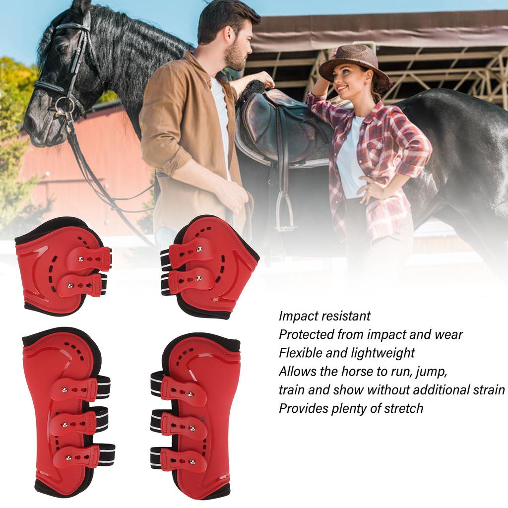 Fetlock Horse Boots Lightweight Breathable Wearproof Horse Hind Leg Boots for Horse Accessories Red