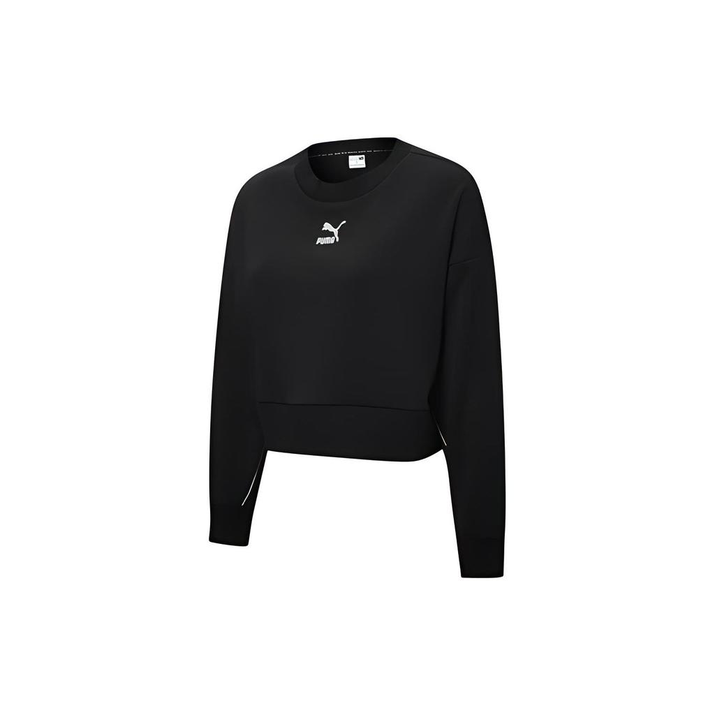 Puma Classics Logo Short Sports Crewneck Sweatshirt Women Sweatshirt Black 599189-01