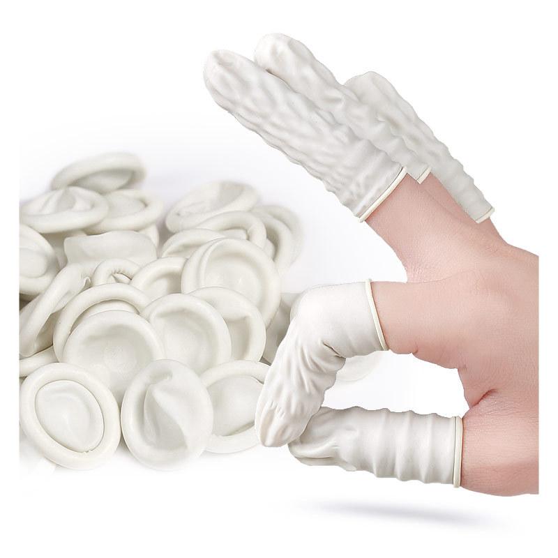 White Latex Powder-free Dust-free Anti-static Finger Cover, Beauty Manicure Pattern Embroidery Disposable Non-slip Finger Cover