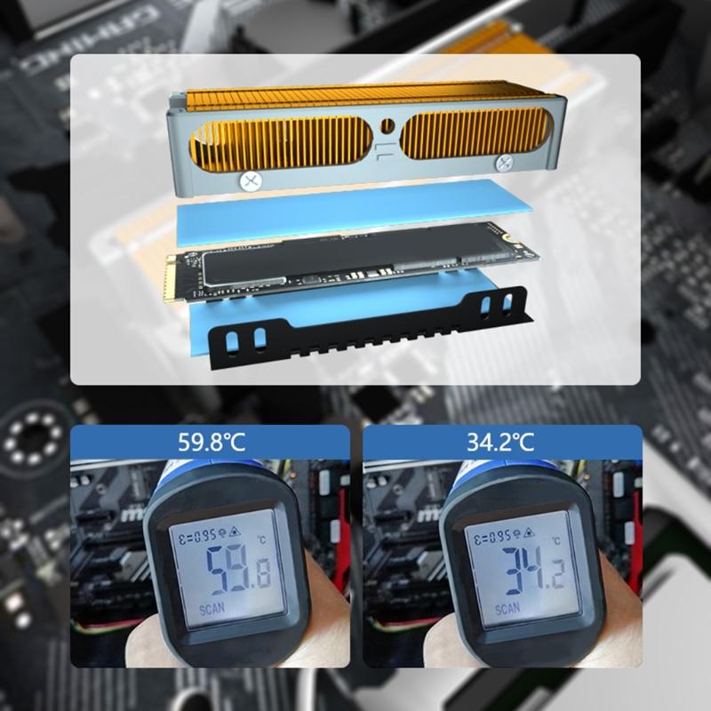 For M.2 E Disk Heatsink Heat Pipe SSD Radiator Nvme Hard Disk 2280 22110 All Copper Heat Sink