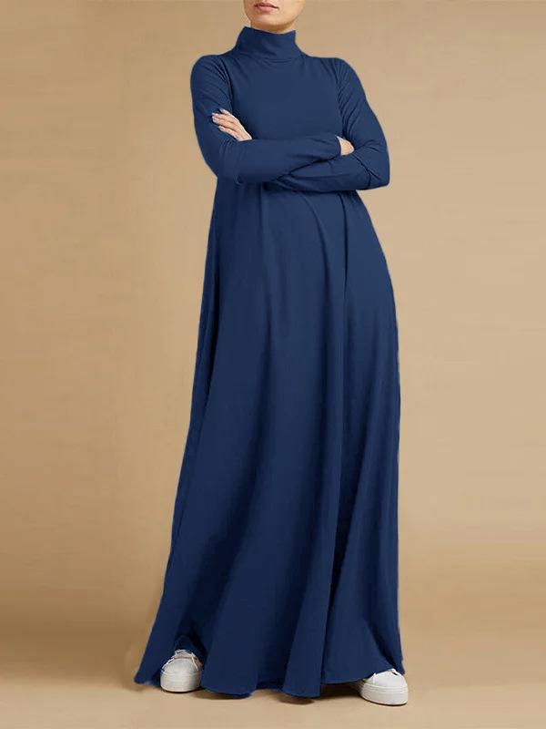 

Осенняя уличная мода: Элегантное мусульманское платье с длинными рукавами и высоким воротником для женщин Extra Large