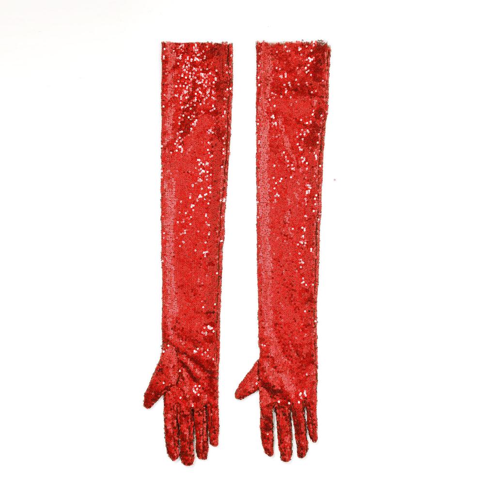 Vintage 1920s Shiny Sequins Gloves Finger Elbow Length Long Gloves for Opera Evening Performance Costumes Accessories