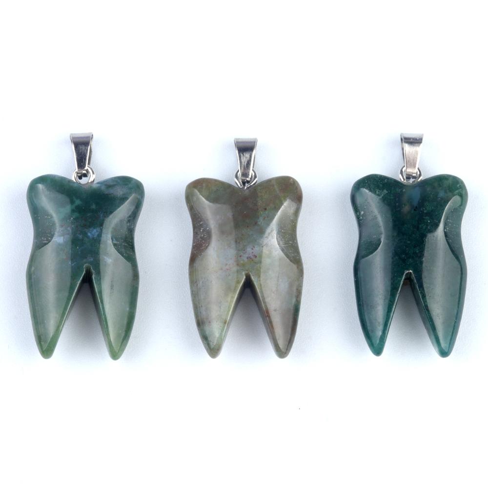 Ciondolo personalizzato in pietra naturale a forma di dente piccolo ciondolo per la creazione di gioielli fai da te collana orecchini accessorio