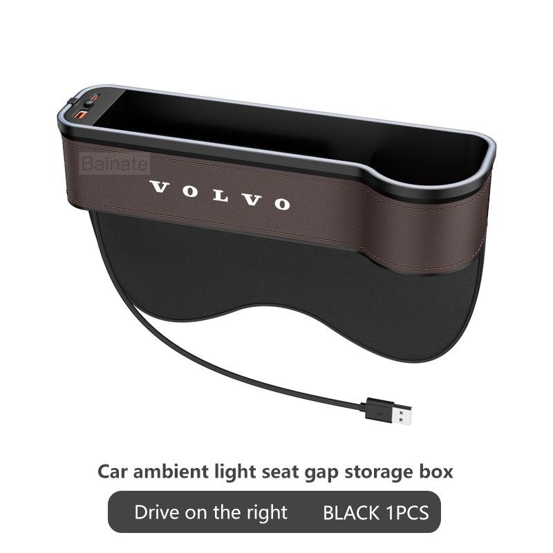 Organizér do mezery autosedačky Úložný box Kapsa Multifunkční Pro Volvo S60 S90 XC40 XC60 XC90 V60 V90 se 2 USB nabíječkami Barevné LED