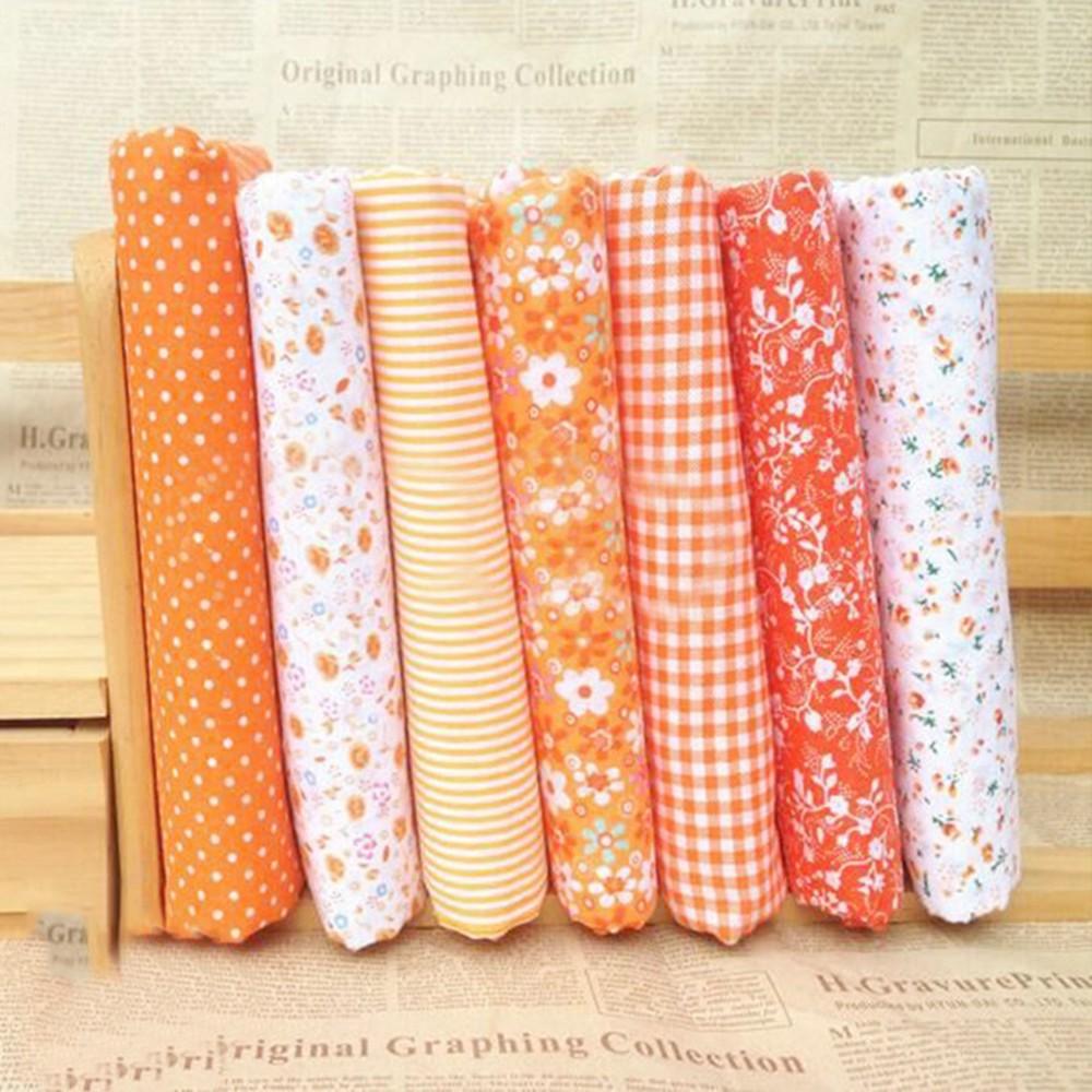 

Thick Cotton Quilt Fabric Bundle Set 7 Assorted Colors with Precut Tabs