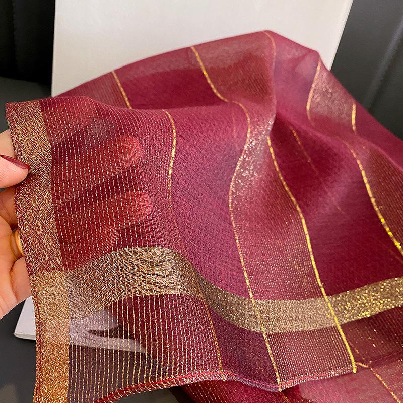 2023 Korean Fashion Striped Silk-Style Winter Shawl & Neck Warmer for Women