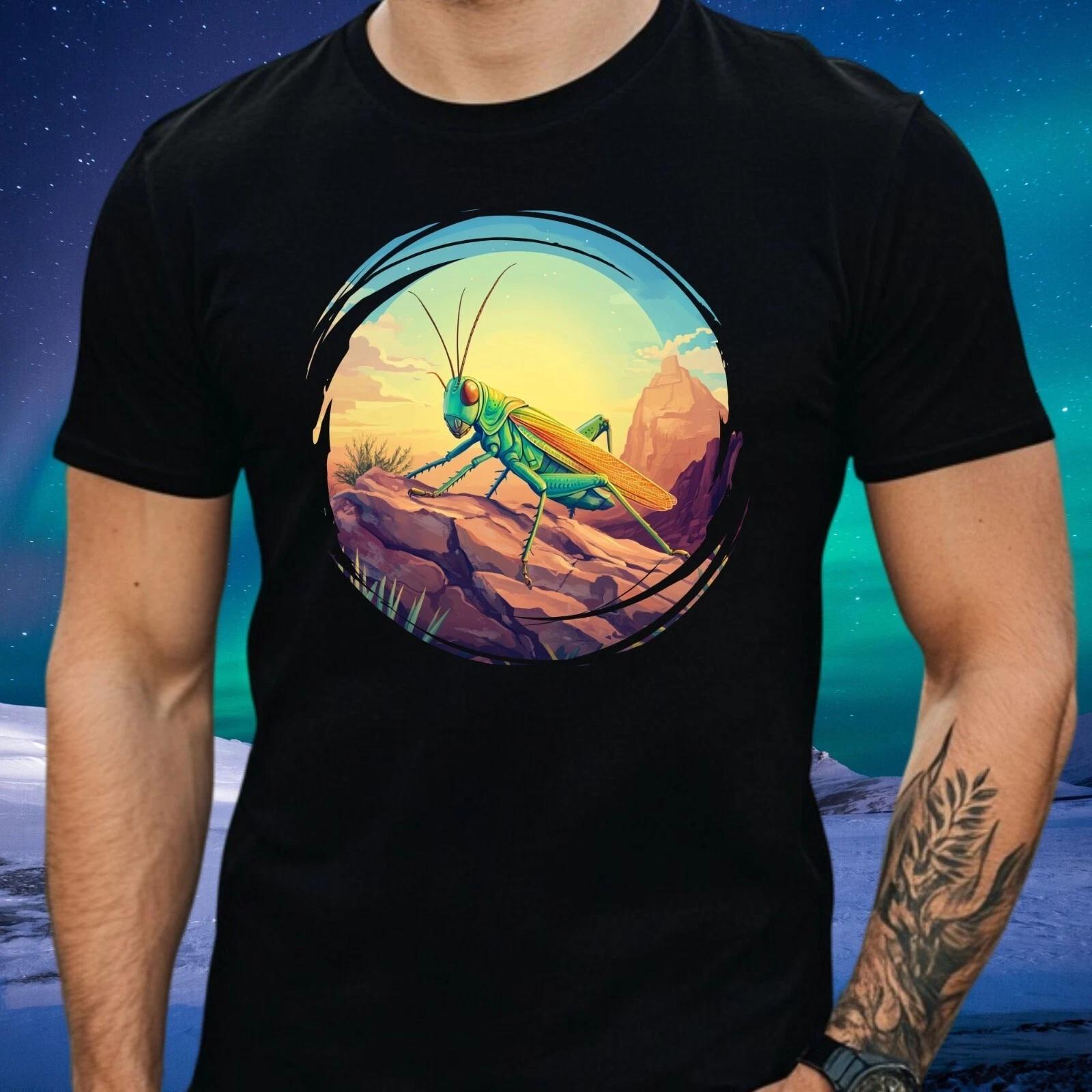 T-Shirt Herren Grashüpfer auf dem Berg Motiv Baumwolle Größe XS bis 5XL XXXL