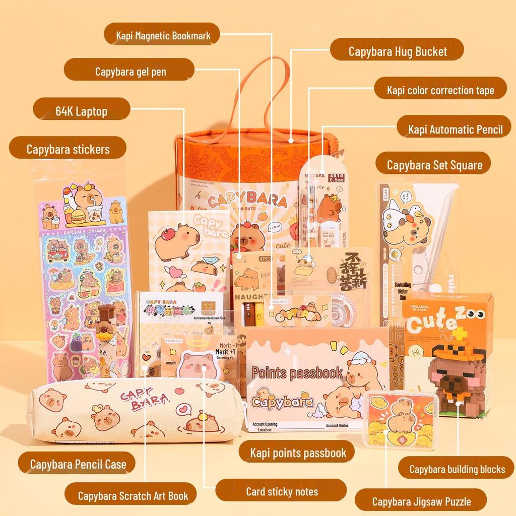 Cute Capybara Stationery Set - Luxury Souvenir & New Year Gift for Primary Students