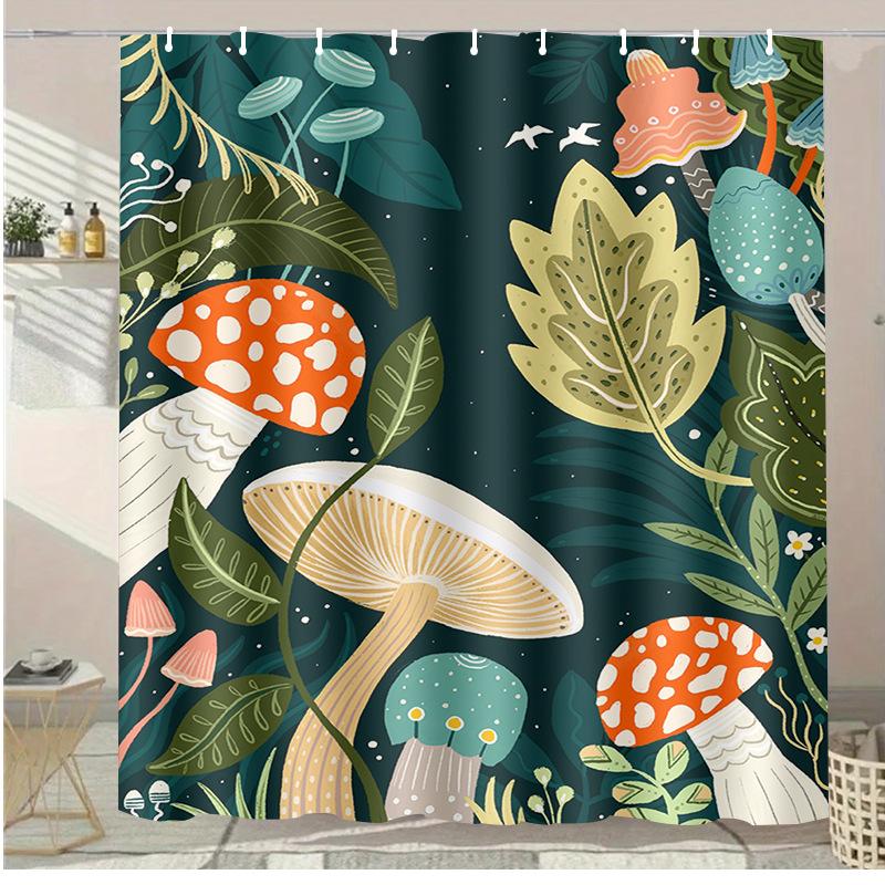 Cute Fox Flower Washable Dirt-Resistant Shower Curtain Shower Head Waterproof Polyester Bath Curtain For Home Decor Accessories