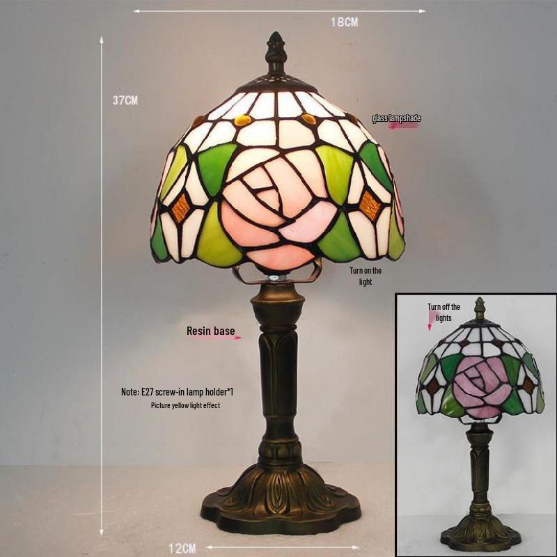 Retro Nostalgic Tiffany Bank Lamp for Living Room or Bedroom