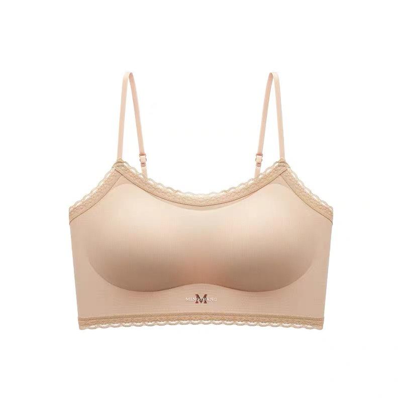 Traceless Beautiful Back, Small Suspenders, Invisible Liquid Foundation Underwear, Women's Integrated Fixed Cup Tube Top,vest, Thin Shoulder Strap Bra