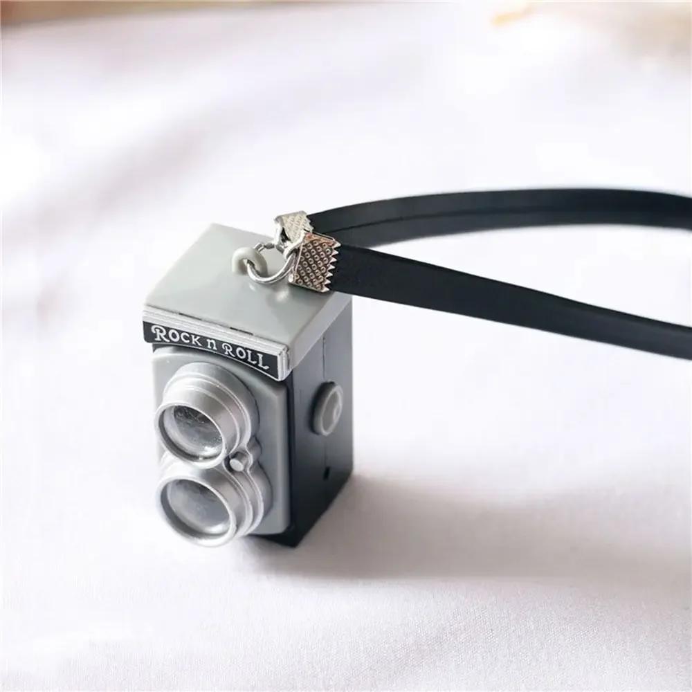 Multicolor Dolls Camera Shutter and Flash Plastic Dollhouse Camera Toys with Belt Miniature Camera 10/20cm Cotton Stuffed Doll