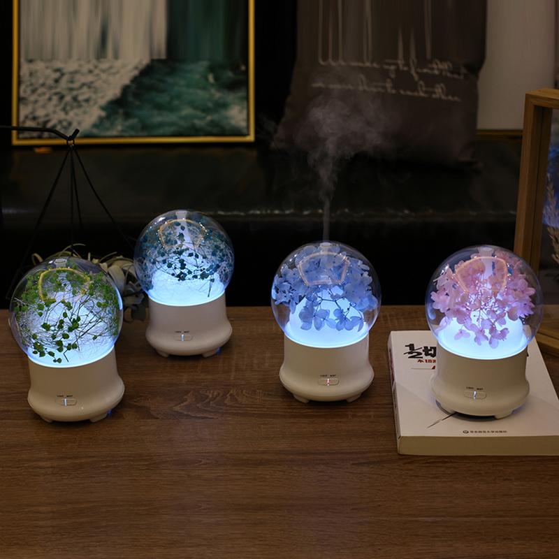 Led night decor light Bedroom kids sleeping lamp for Office gift bulb rechargeable with flower Humidifier lamp with Diffuser