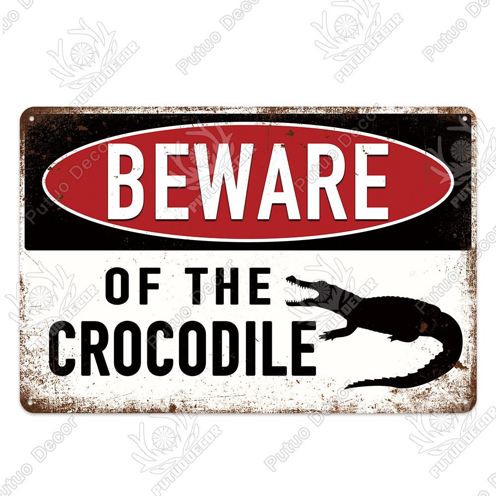 

Декор животные предупреждающий винтажный жестяной знак Остерегайтесь опасности Металлическая пластина Настенный декор Живописная местность Уличный предупреждающий знак о диком звере 11.8x15.7inch