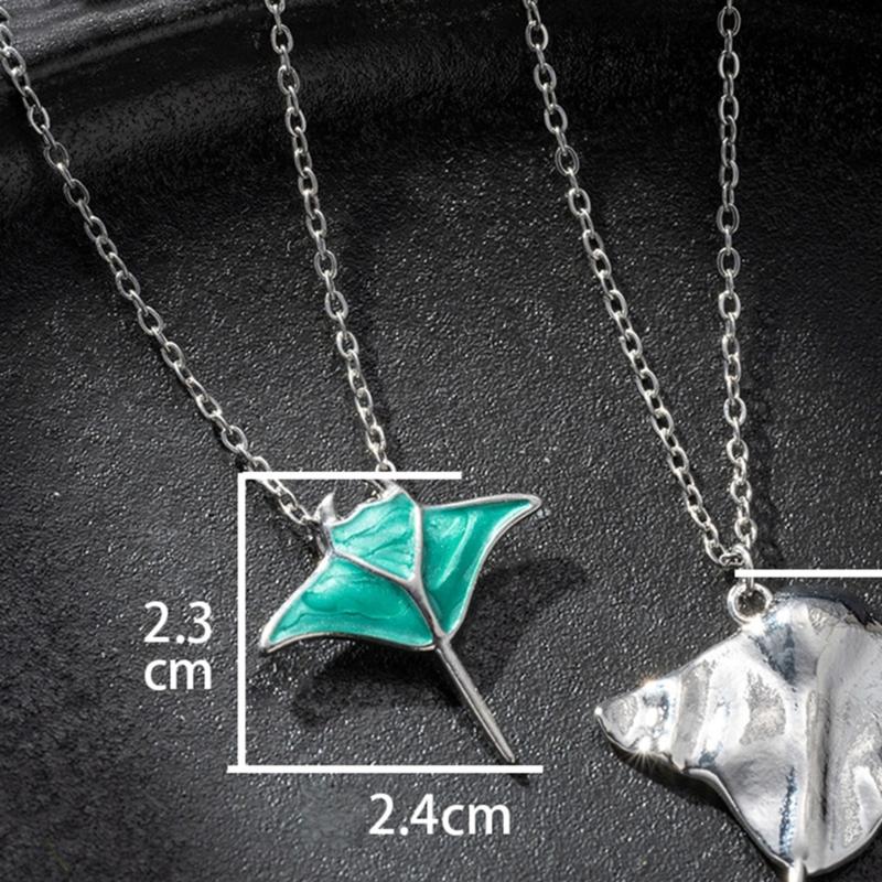 Oceanic Manta Ray Design Alloy Necklace Adjustable 45cm Beach Party Jewelry For Fashion Lovers