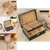 Classic Leather Jewelry Box With Multiple Layers For Elegant Storage Of Earrings Rings And Necklaces