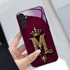 Vintage Letter M Design Glass Phone Case Suitable for Samsung Galaxy S26 S25 S24 S22 S21 S20 FE Ultra Plus Anti Drop Back Cover