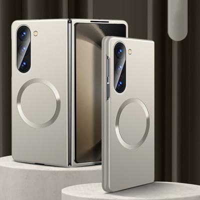 Luxury Magnetic Slim 2pcs Folding Case For Samsung Galaxy Z Fold 6 Fold 5 Fold 4 Fold 3 Solid Color Hard PC Shockproof Wireless Charge Phone Cover