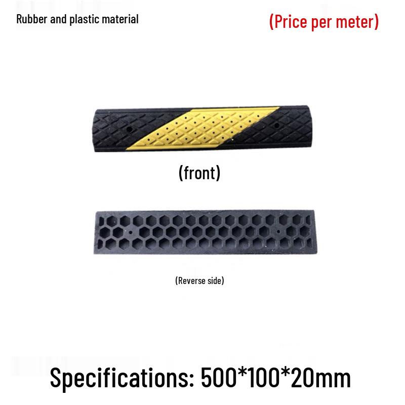 2cm High Mini Rubber Speed Bump and Bicycle Buffer with Yellow-Black Stripes for Parking Space Division