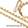 MamacitaSlay 316L Stainless Steel Hollow Out Heart Chain Pearl Bracelet Necklace Women's 18K Gold Plated Waterproof Jewelry Gift