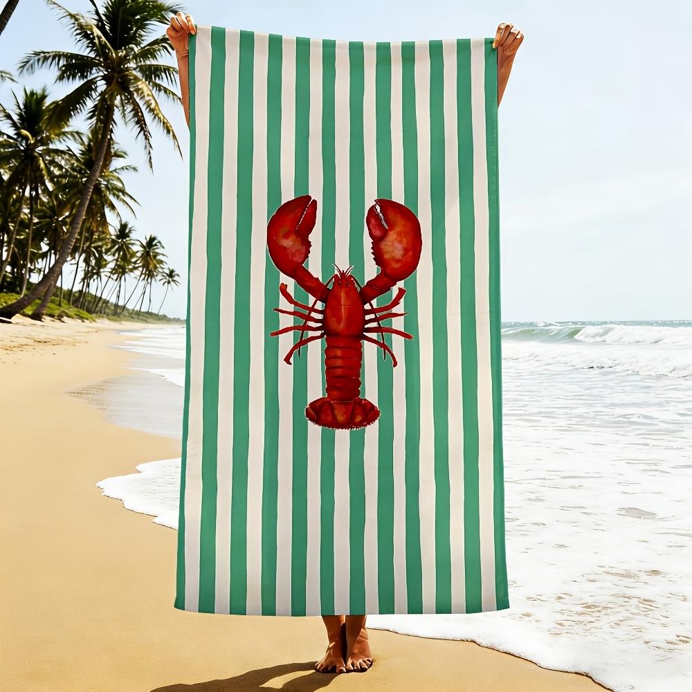 Textilien Coastal Lobster Print Beach Towel Summer Bath Blanket Resort Poolside Home Decor Tropical Decoration Gift