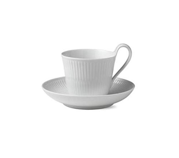 

Royal Copenhagen White Fluted Tea Cup Saucer High Handle 250ml 2408092 1017384 & [Item] білий