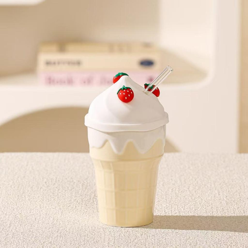 New Summer Cold Drinking Water Cup Student High value Straw Cup Ice Cream Ceramic Cup Healing Cup