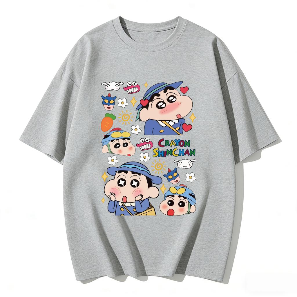 Crayon Shinchan Cute Cartoon T Shirt Unisex Women Kids Family Matching Tee Summer Casual Short Sleeve Cotton Top Fashion Streetwear