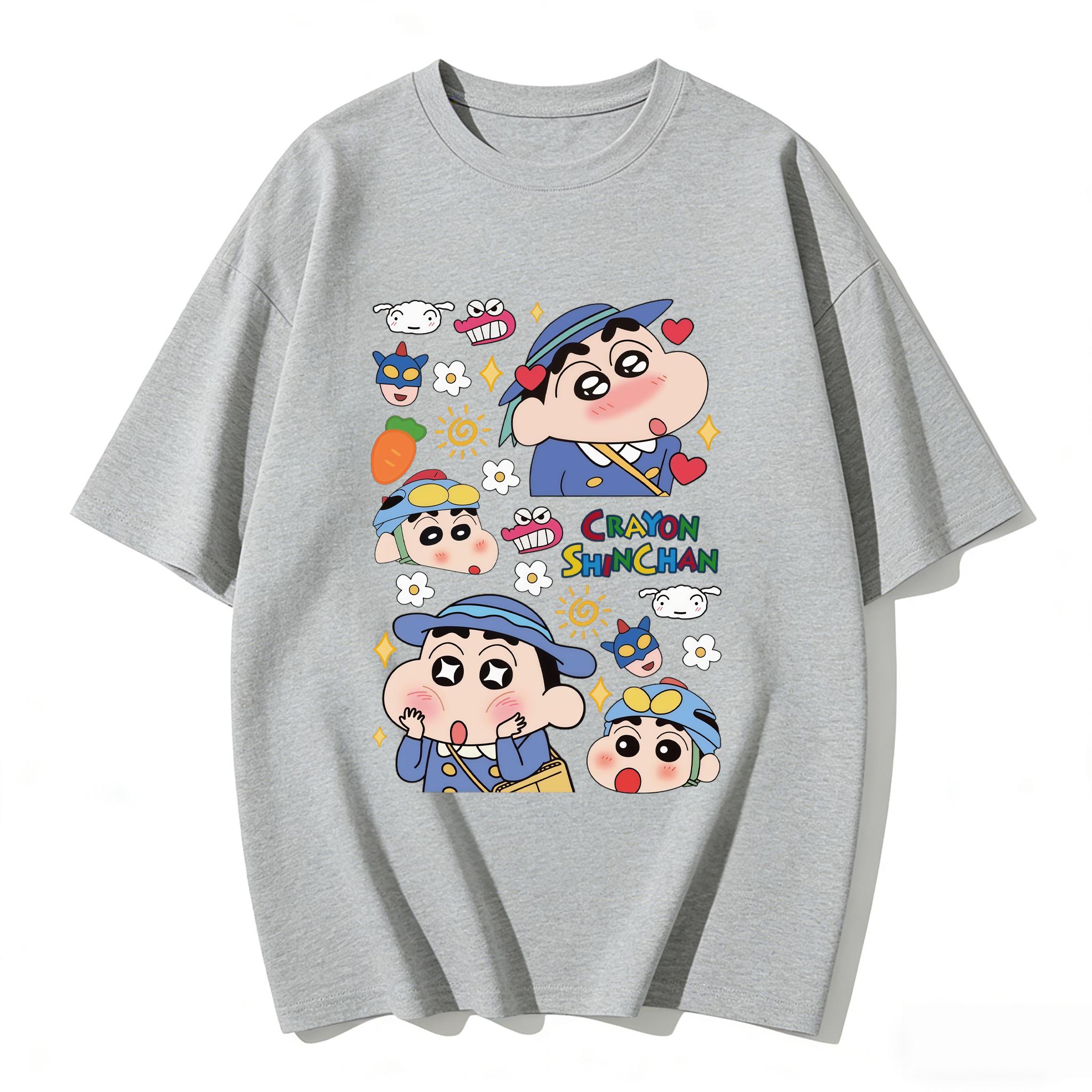 

Crayon Shinchan Cute Cartoon T Shirt Unisex Women Kids Family Matching Tee Summer Casual Short Sleeve Cotton Top Fashion Streetwear S
