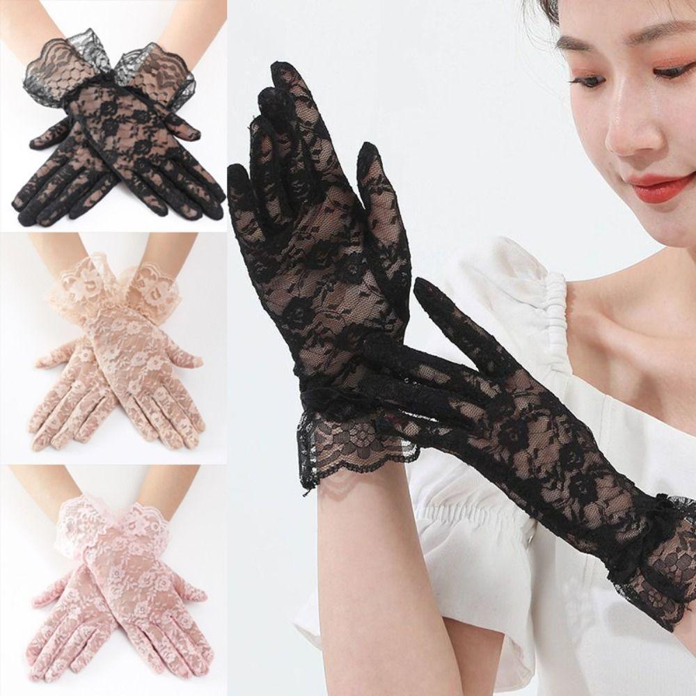 Wrist Length Women's Lace Gloves Full Finger Gloves for Dinner Fancy Costume Accessories
