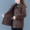 Women's Lambskin Granular Fleece Coat - Autumn/Winter Cardigan for Middle-Aged